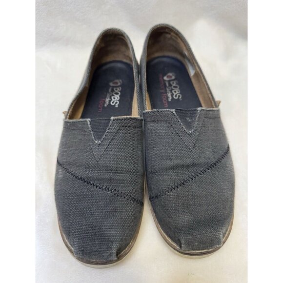 BOBS from SKECHERS Womens Memory Foam Gray Canvas Loafers Shoes Slip On Sz 7.5 - Picture 9 of 10